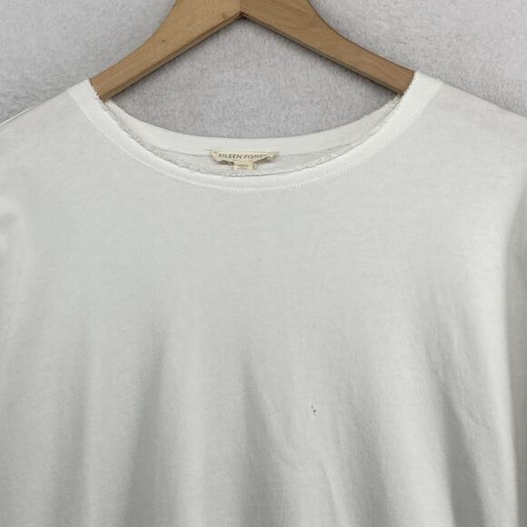 EILEEN FISHER Dress M Organic Cotton Terry Shift Tunic 3/4 Sleeve White - Picture 4 of 16
